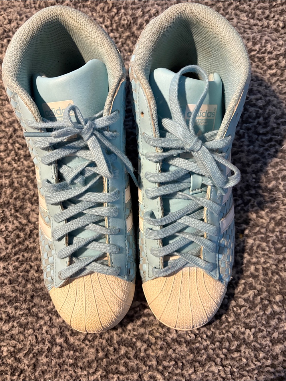 Adidas Men’s size 9 La Marque Rare Baby Blue High Sneakers Excellent Condition!